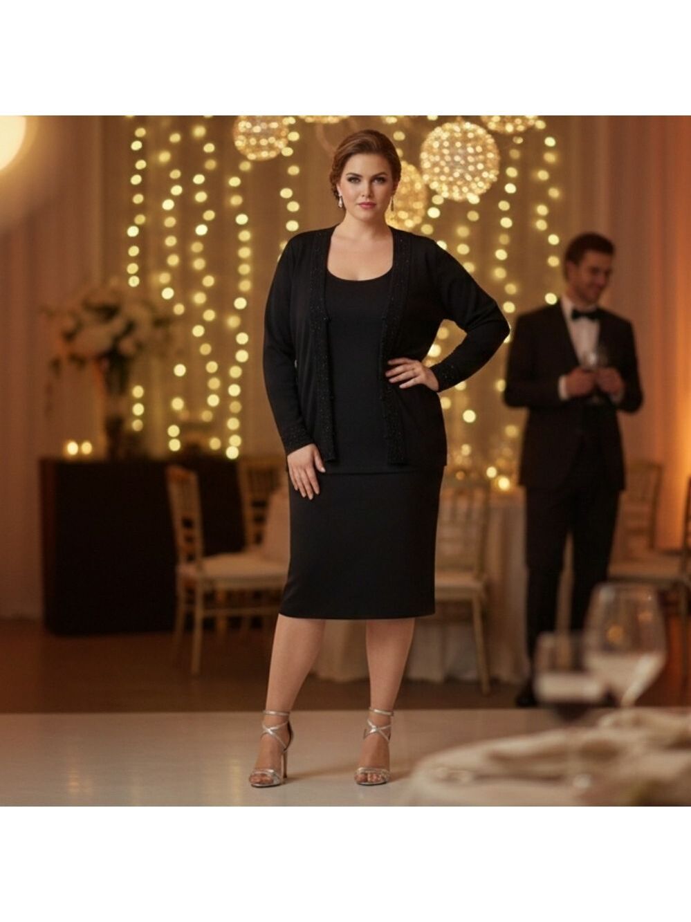 Grace Dane Lewis Black 3 piece Skirt Suit (multiple plus sizes) EUC